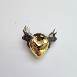 Gold and Silver Tone Winged Heart Pin